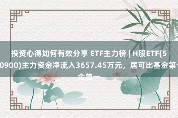 投资心得如何有效分享 ETF主力榜 | H股ETF(510900)主力资金净流入3657.45万元，居可比基金第一