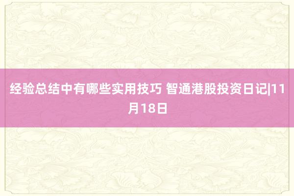 经验总结中有哪些实用技巧 智通港股投资日记|11月18日