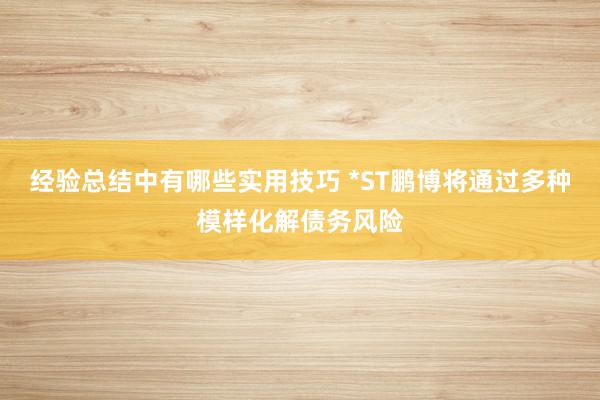 经验总结中有哪些实用技巧 *ST鹏博将通过多种模样化解债务风险