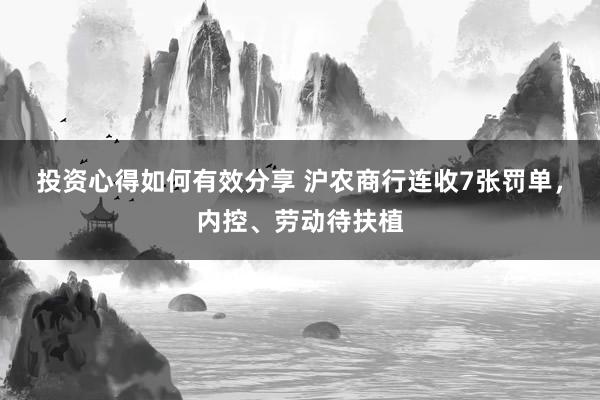 投资心得如何有效分享 沪农商行连收7张罚单，内控、劳动待扶植