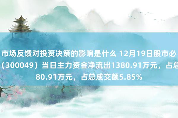 市场反馈对投资决策的影响是什么 12月19日股市必读：福瑞股份（300049）当日主力资金净流出1380.91万元，占总成交额5.85%