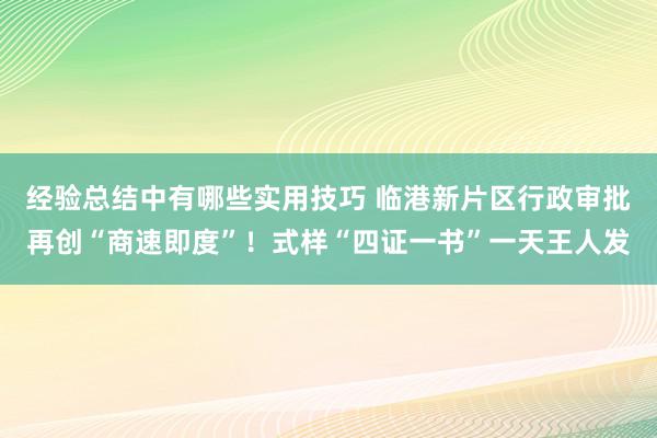 经验总结中有哪些实用技巧 临港新片区行政审批再创“商速即度”！式样“四证一书”一天王人发