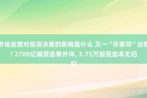 市场反馈对投资决策的影响是什么 又一“许家印”出现! 2700亿骗贷逃窜外洋, 3.75万股民血本无归