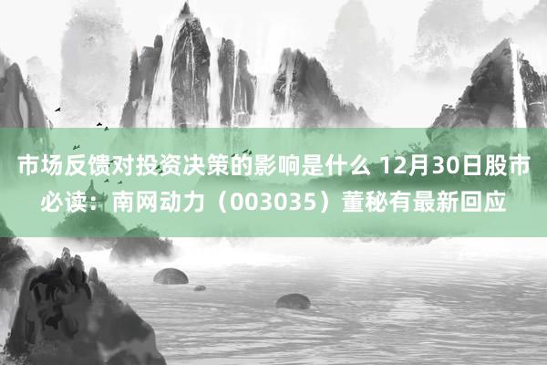 市场反馈对投资决策的影响是什么 12月30日股市必读：南网动力（003035）董秘有最新回应