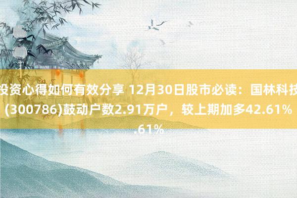 投资心得如何有效分享 12月30日股市必读：国林科技(300786)鼓动户数2.91万户，较上期加多42.61%