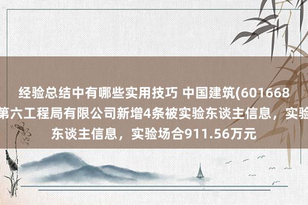 经验总结中有哪些实用技巧 中国建筑(601668)控股的中国建筑第六工程局有限公司新增4条被实验东谈主信息，实验场合911.56万元