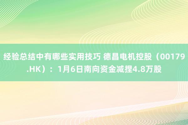 经验总结中有哪些实用技巧 德昌电机控股（00179.HK）：1月6日南向资金减捏4.8万股