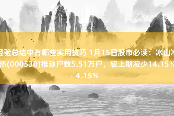 经验总结中有哪些实用技巧 1月15日股市必读：冰山冷热(000530)推动户数5.51万户，较上期减少14.15%