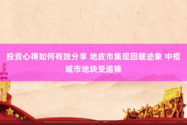 投资心得如何有效分享 地皮市集现回暖迹象 中枢城市地块受追捧