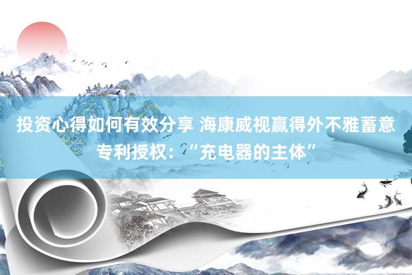 投资心得如何有效分享 海康威视赢得外不雅蓄意专利授权：“充电器的主体”