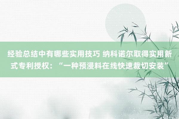 经验总结中有哪些实用技巧 纳科诺尔取得实用新式专利授权：“一种预浸料在线快速裁切安装”