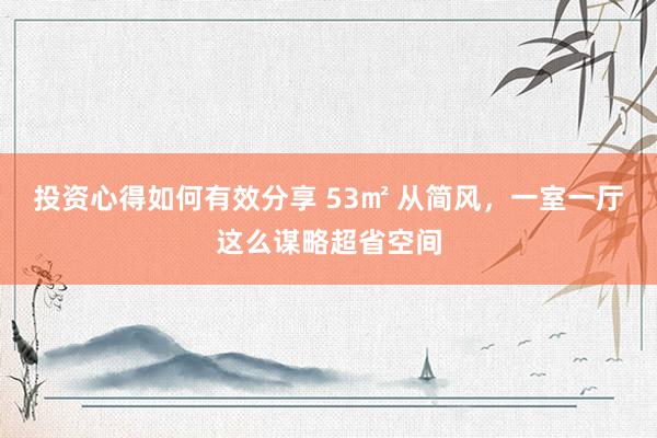 投资心得如何有效分享 53㎡ 从简风，一室一厅这么谋略超省空间