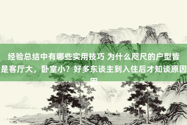 经验总结中有哪些实用技巧 为什么咫尺的户型皆是客厅大，卧室小？好多东谈主到入住后才知谈原因