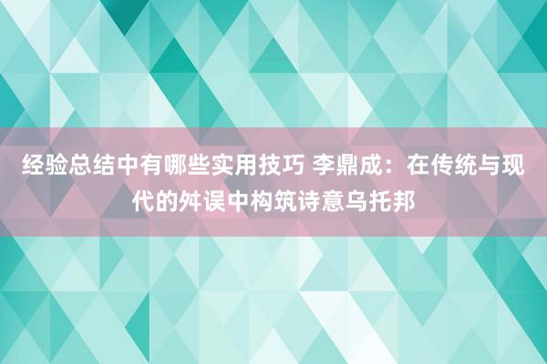 经验总结中有哪些实用技巧 李鼎成：在传统与现代的舛误中构筑诗意乌托邦