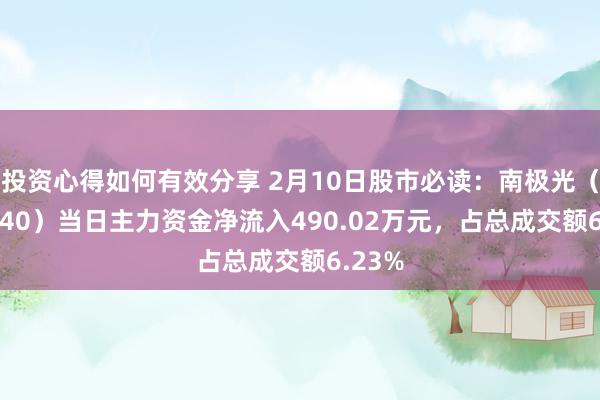 投资心得如何有效分享 2月10日股市必读：南极光（300940）当日主力资金净流入490.02万元，占总成交额6.23%