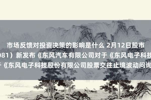 市场反馈对投资决策的影响是什么 2月12日股市必读：东风科技（600081）新发布《东风汽车有限公司对于《东风电子科技股份有限公司股票交往止境波动问询函》的回函》