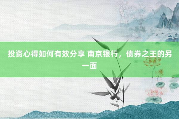 投资心得如何有效分享 南京银行，债券之王的另一面