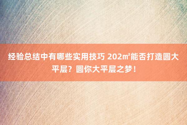 经验总结中有哪些实用技巧 202㎡能否打造圆大平层？圆你大平层之梦！