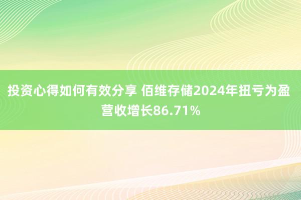 投资心得如何有效分享 佰维存储2024年扭亏为盈 营收增长86.71%