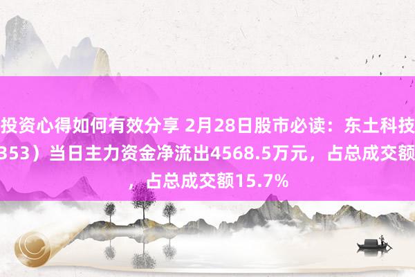 投资心得如何有效分享 2月28日股市必读：东土科技（300353）当日主力资金净流出4568.5万元，占总成交额15.7%