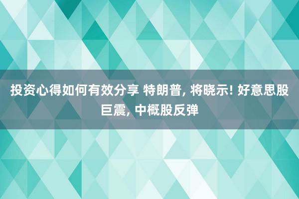 投资心得如何有效分享 特朗普, 将晓示! 好意思股巨震, 中概股反弹