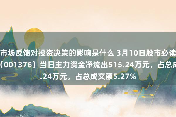 市场反馈对投资决策的影响是什么 3月10日股市必读：百通动力（001376）当日主力资金净流出515.24万元，占总成交额5.27%