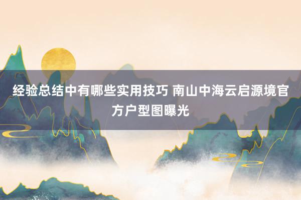 经验总结中有哪些实用技巧 南山中海云启源境官方户型图曝光