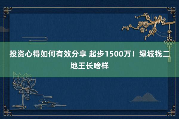 投资心得如何有效分享 起步1500万！绿城钱二地王长啥样