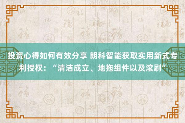 投资心得如何有效分享 朗科智能获取实用新式专利授权：“清洁成立、地拖组件以及滚刷”