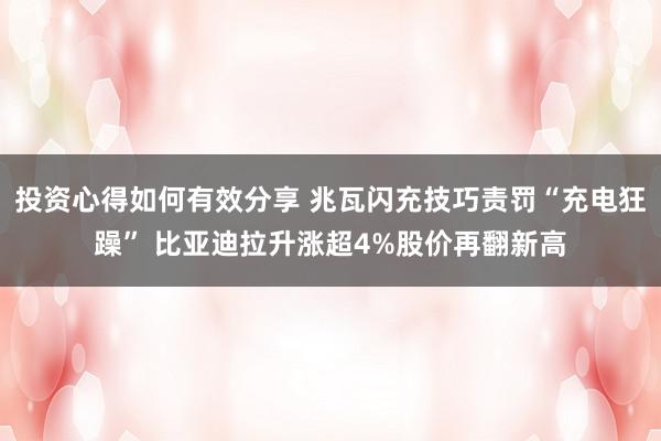 投资心得如何有效分享 兆瓦闪充技巧责罚“充电狂躁” 比亚迪拉升涨超4%股价再翻新高